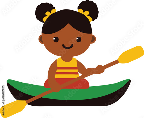 Japanese girl riding in a paddle boat