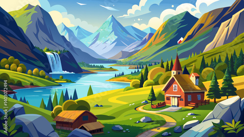 A beautiful view on a norwegian valley