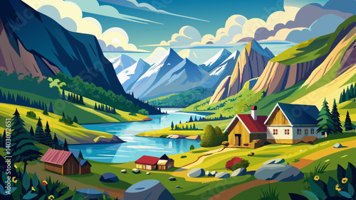 A beautiful view on a norwegian valley