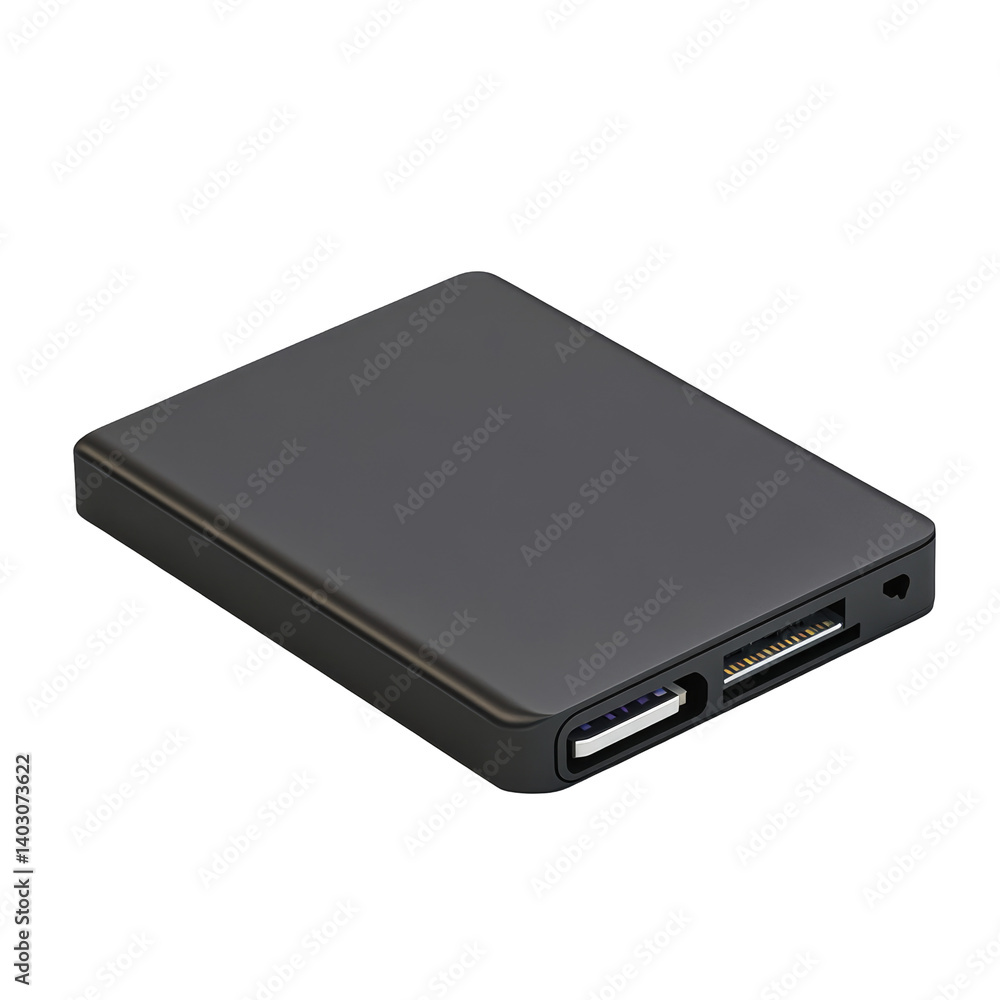 External SSD USB 3.2 on transparent background External SSD USB 3.2 on transparent background
