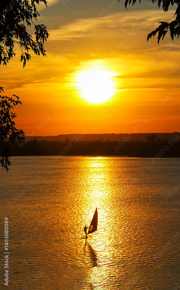Sunset lake view