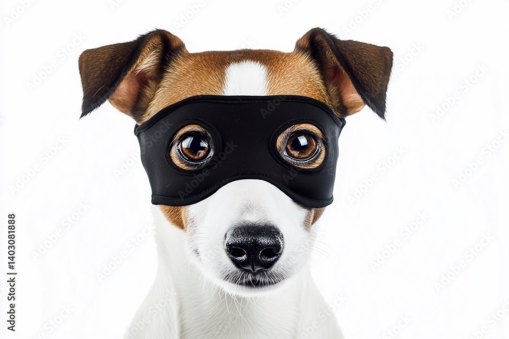 jack russell terrier portrait with black mask, generated AI jack russell terrier portrait with black mask, generated AI