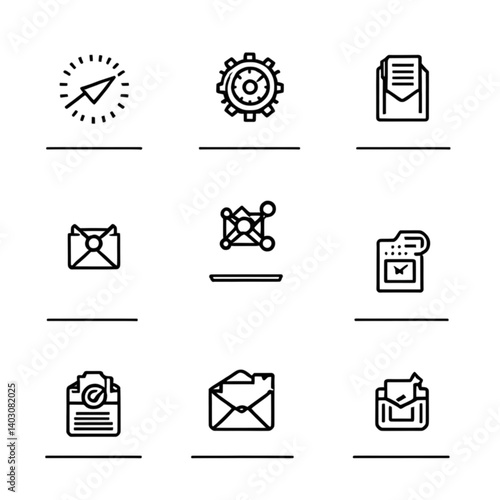 コンパスとデータナビゲーションアイコンセット｜Compass and Data Navigation Icon Set