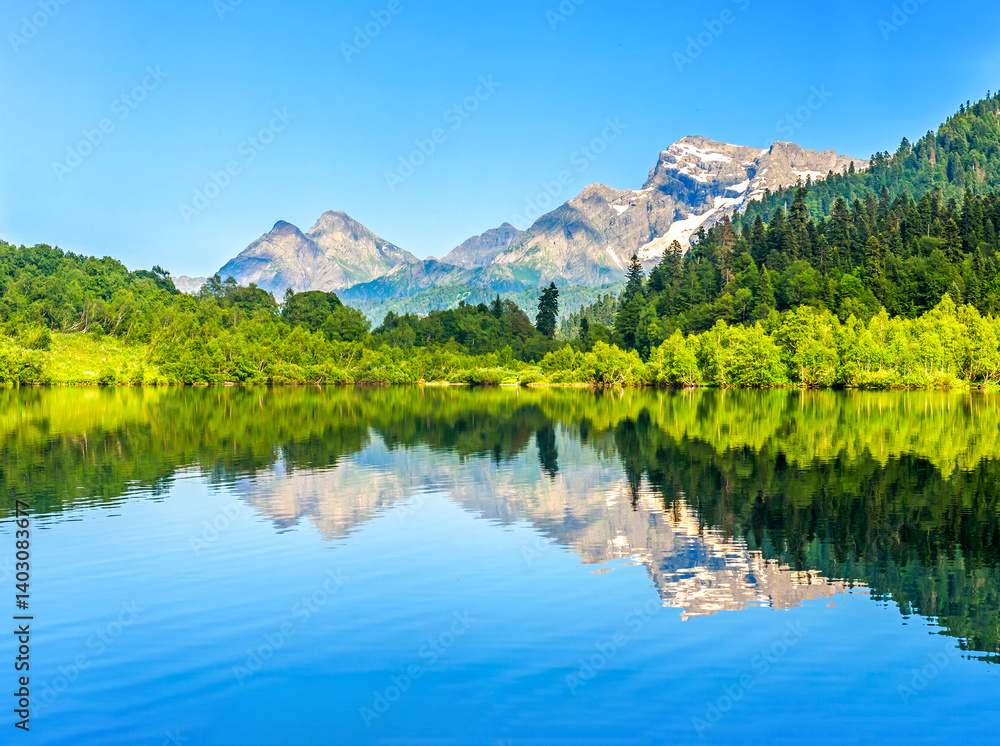 alpine lake in the alps