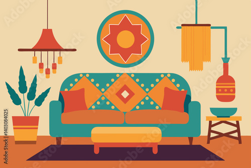 Modern living room interior design with comfortable sofa and contemporary furniture