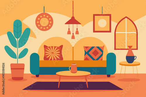 Luxury living room interior design with contemporary furniture including a sofa, armchair, and table, featuring natural light and wood floor