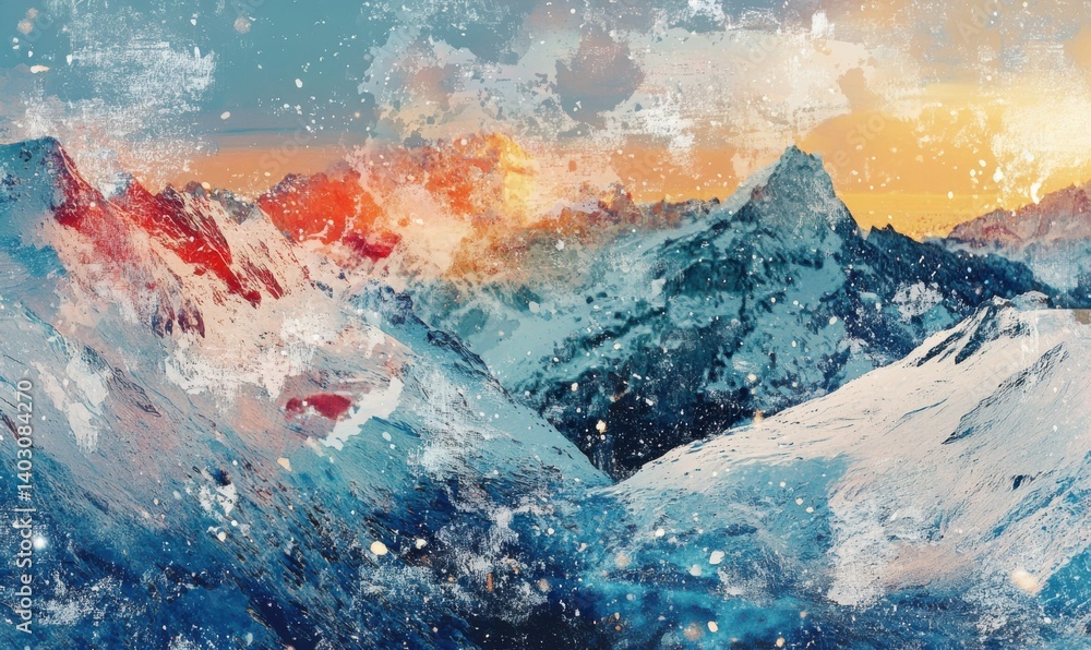 Abstract Winter Mountain Landscape