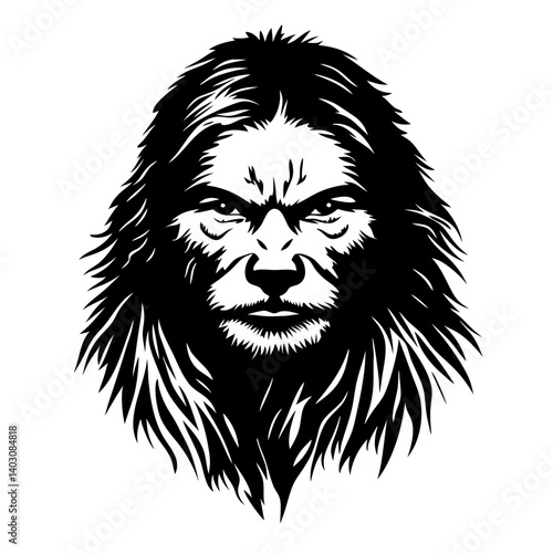 Intricate Lion Face Illustration for Tattoo Designs and Coloring Books
