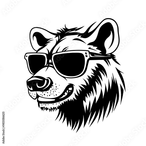 Cool Bear Wearing Sunglasses Vector Illustration for Graphic Design and T-Shirt Prints