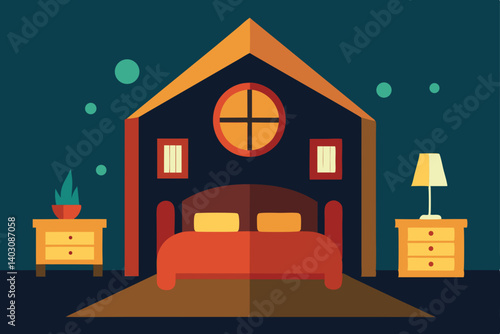 Mysterious house in the dark night illustration