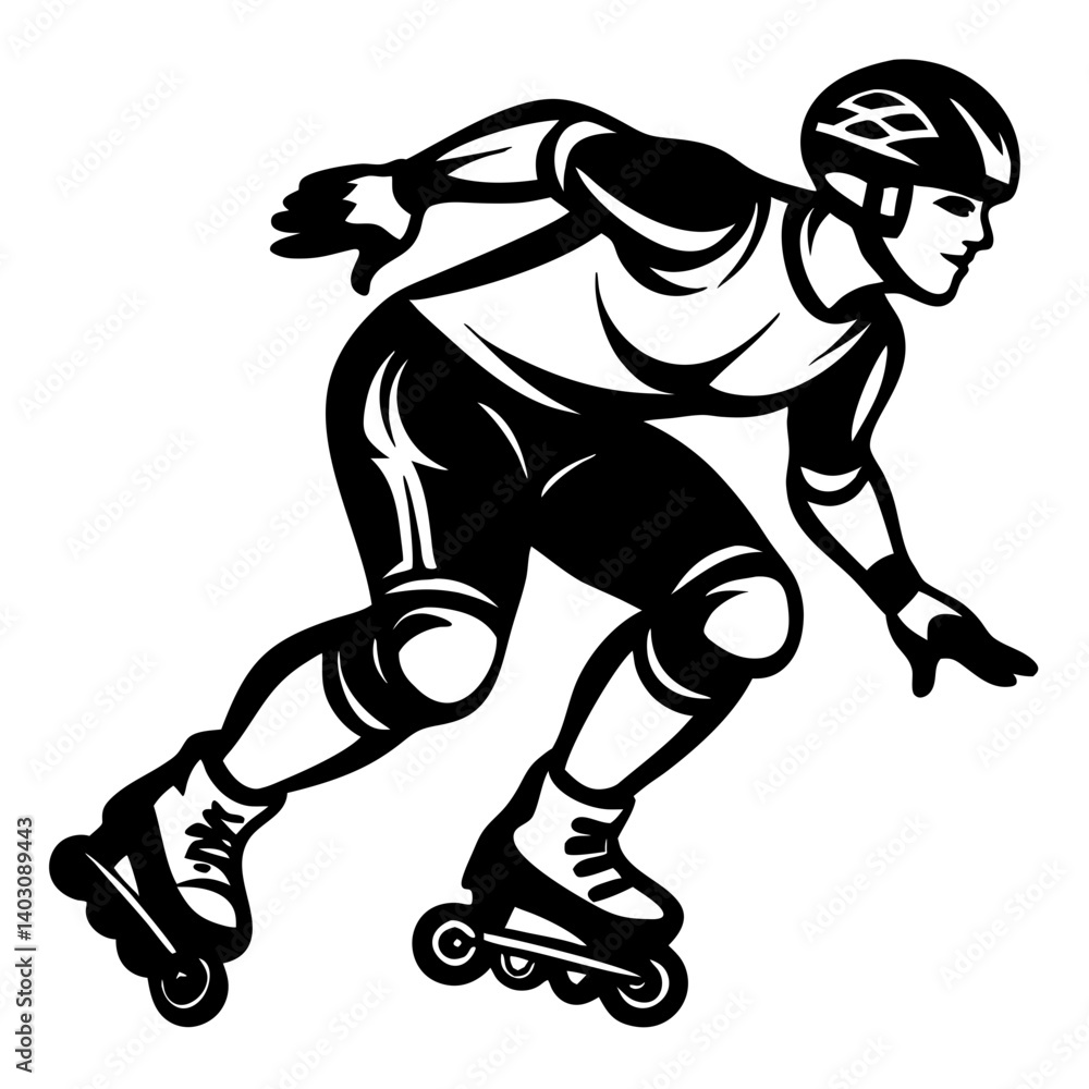 Dynamic Roller Skater Performing Thrilling Skate Move for Sports Illustration Design Dynamic Roller Skater Performing Thrilling Skate Move for Sports Illustration Design
