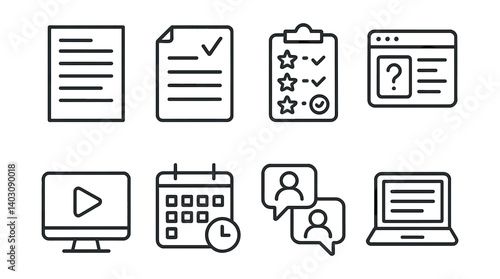 Set of icons for a computer screen
