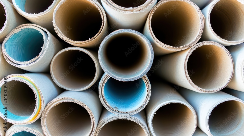 Cardboard tubes stacked warehouse storage background texture Cardboard tubes stacked warehouse storage background texture