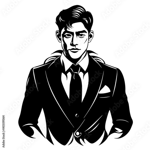 Stylish Confident Man in Formal Suit for Fashion Branding and Professional Use