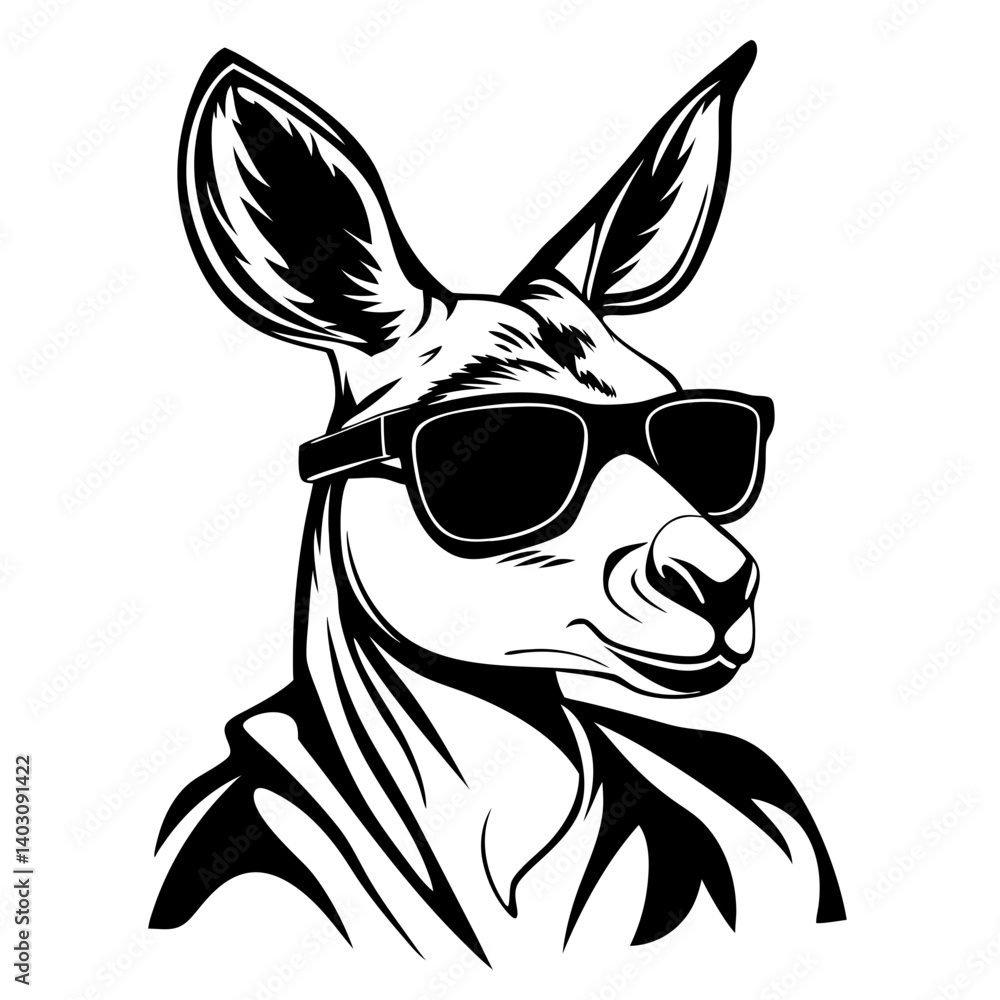 Stylish Kangaroo Wearing Sunglasses in a Cool Attitude Ideal for T-Shirt Designs and Tattoos Stylish Kangaroo Wearing Sunglasses in a Cool Attitude Ideal for T-Shirt Designs and Tattoos