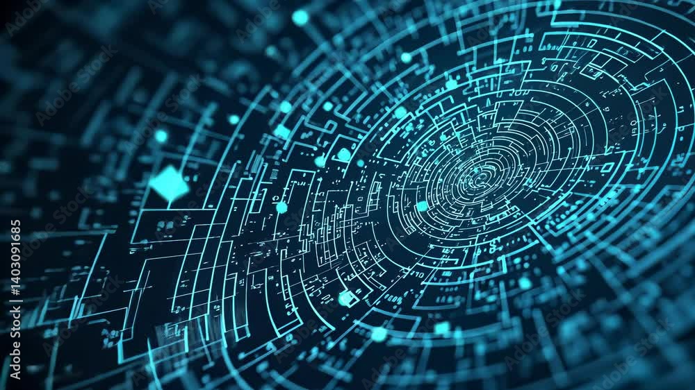 Light data trails illuminating a futuristic paced abstract neon background digital tunnel with binary code blue flow, creating a vibrant and fast 3d technological video 4k