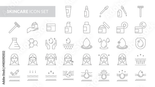 Skincare icons line set