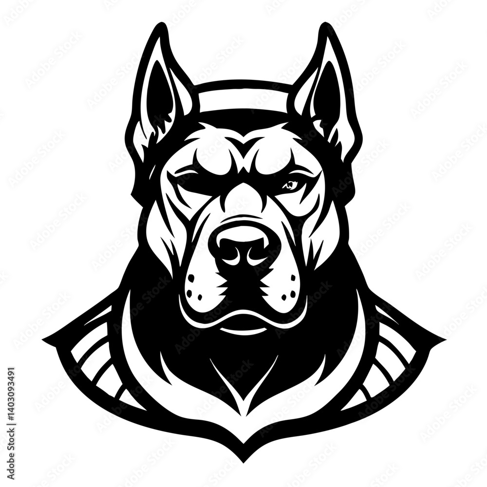 Obraz premium Powerful Bulldog Head Illustration Ideal for Tattoo Design and Graphics