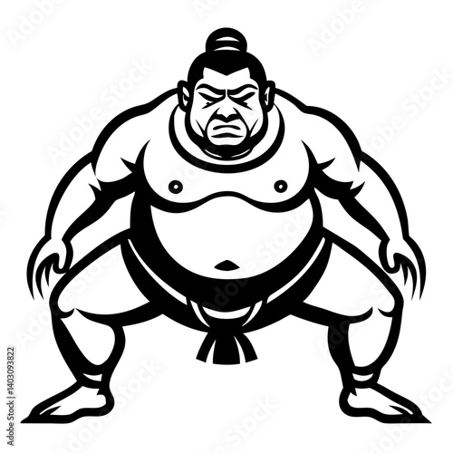 Dynamic Sumo Wrestler Illustration Perfect for Tattoo Design and Mascot Graphics