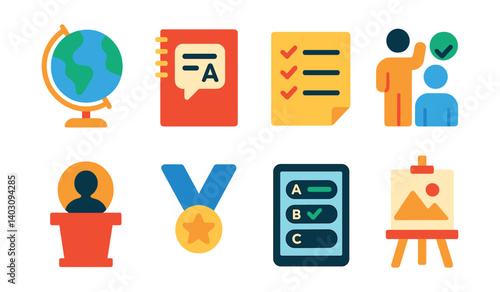 Set of icons for a school or educational setting