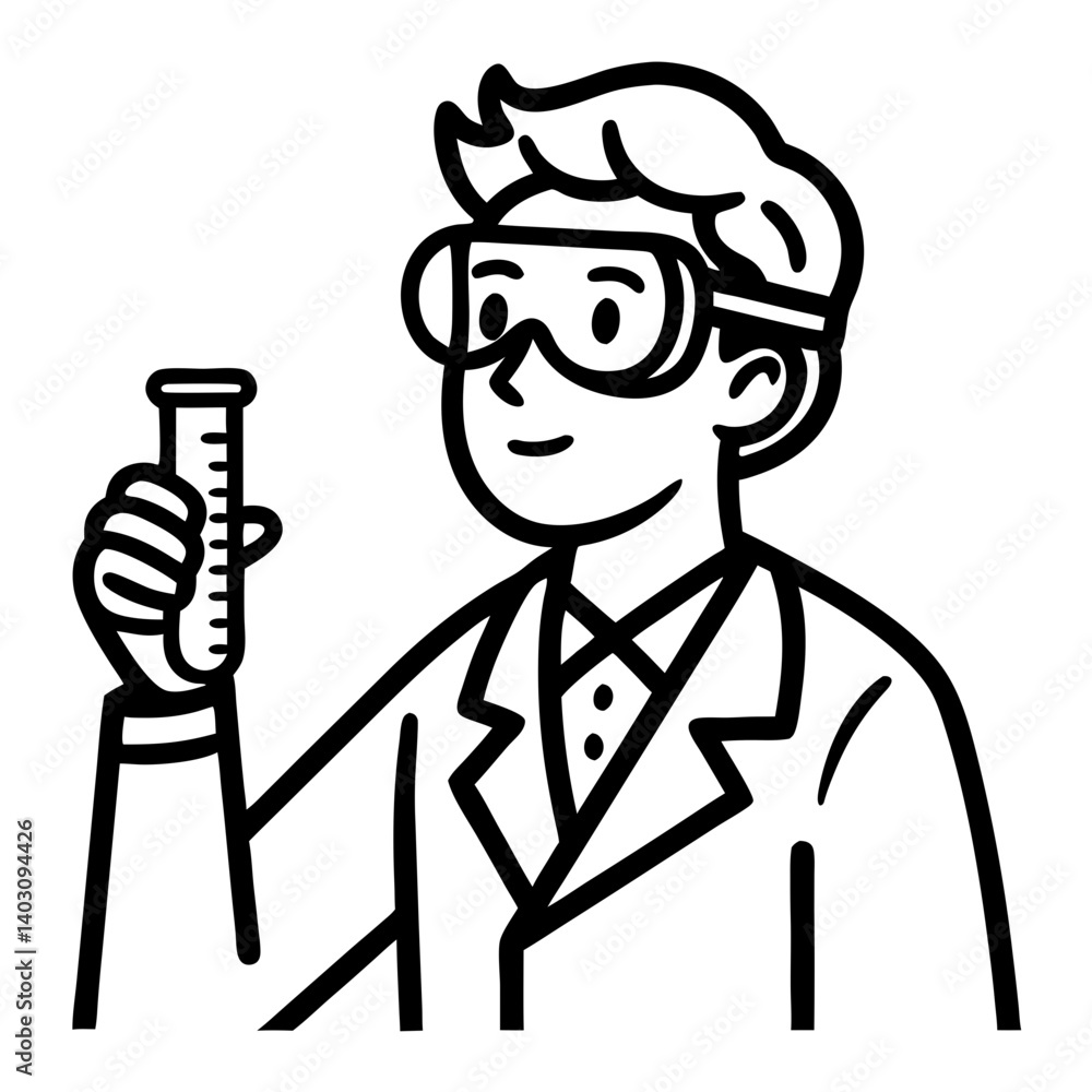 Scientist Holding Test Tube Laboratory Experimenting Character Illustration Scientist Holding Test Tube Laboratory Experimenting Character Illustration