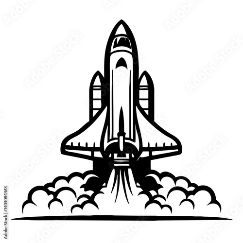 Rocket Launch Illustration for Tattoo Design Educational Materials and Children's Coloring Books