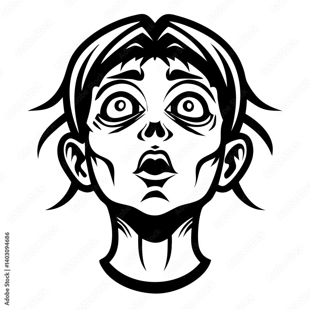 Surprised Young Woman's Expression Vector Art Ideal for Tattoo Design and Graphic Projects Surprised Young Woman's Expression Vector Art Ideal for Tattoo Design and Graphic Projects