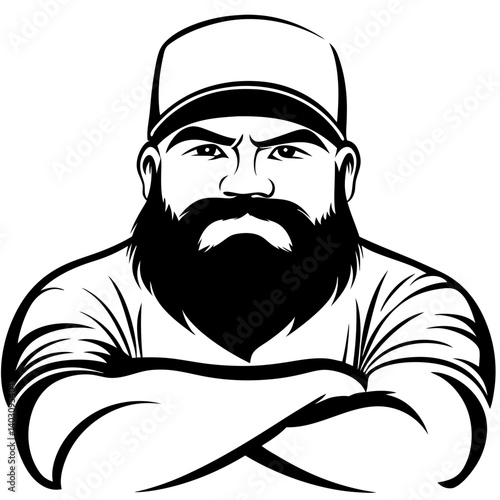 Bold Beard Man Graphic for Tattoo Design and Coloring Book Illustrations