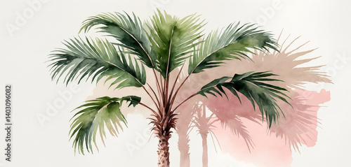 Tranquil Watercolor Palm Tree in Tropical Breeze