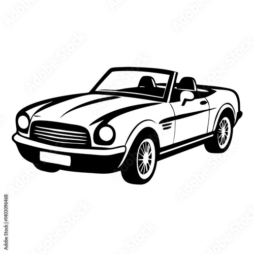 Classic Convertible Car Illustration for Graphic Design and Tattoo Inspiration