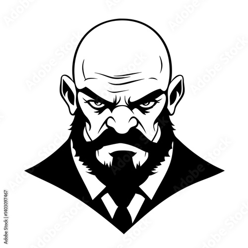Bold Masculine Faceless Bearded Man Portrait Ideal for Tattoo Design or Graphic Art