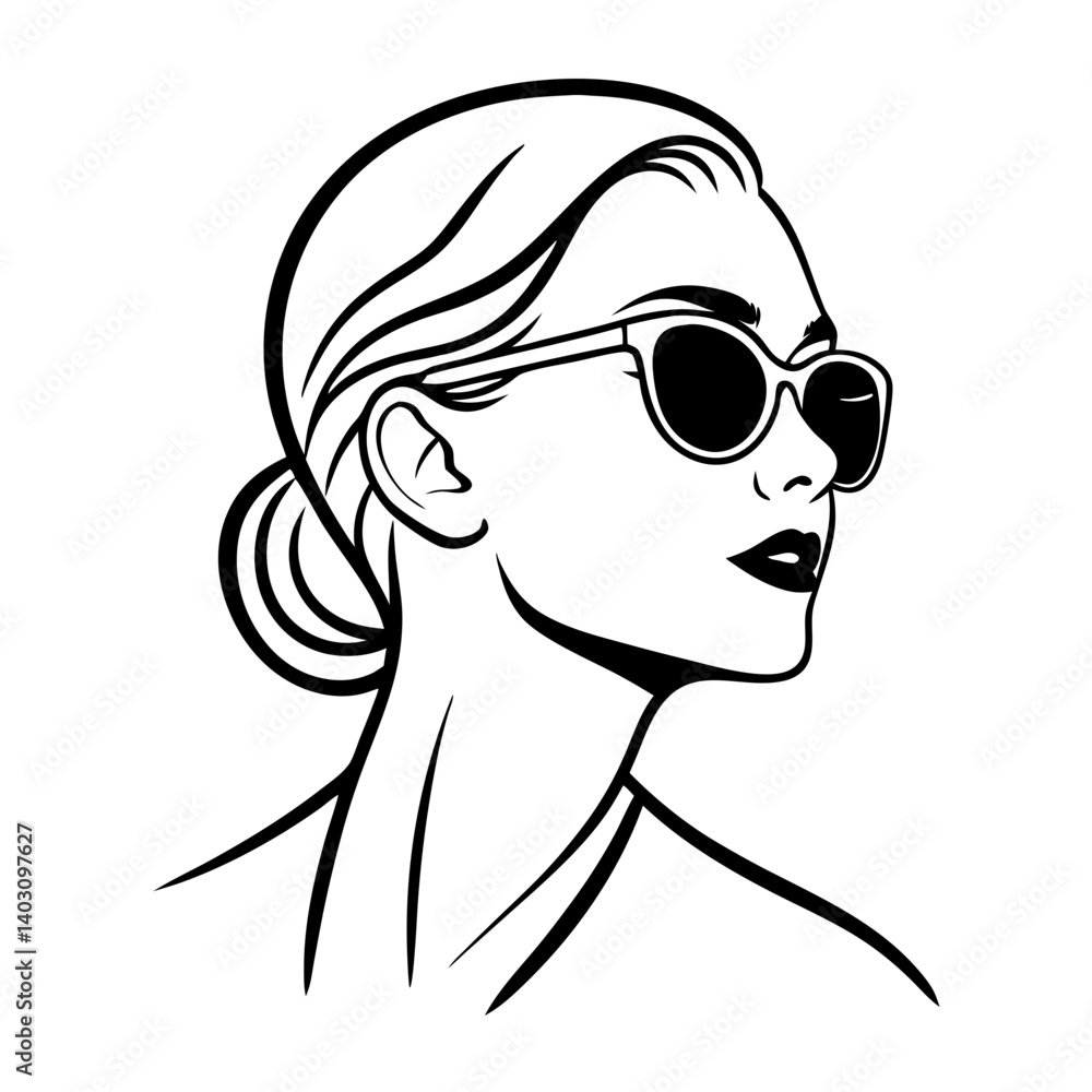 Stylish Woman in Sunglasses Minimalist Vector Illustration for Fashion and Beauty Designs Stylish Woman in Sunglasses Minimalist Vector Illustration for Fashion and Beauty Designs