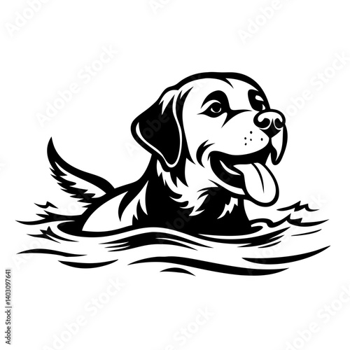 Happy Labrador Retriever Swimming with Joyful Expression in Water for Pet Lovers Design