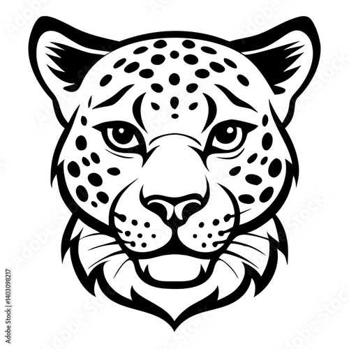 Detailed Leopard Head Illustration for Tattoo Design and Coloring Book Art