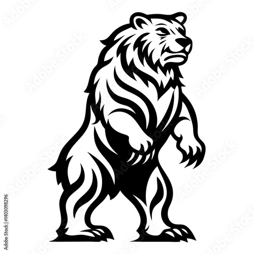 Powerful Bear Silhouette With Bold Lines Suitable for Tattoo Design and Graphic Art Projects