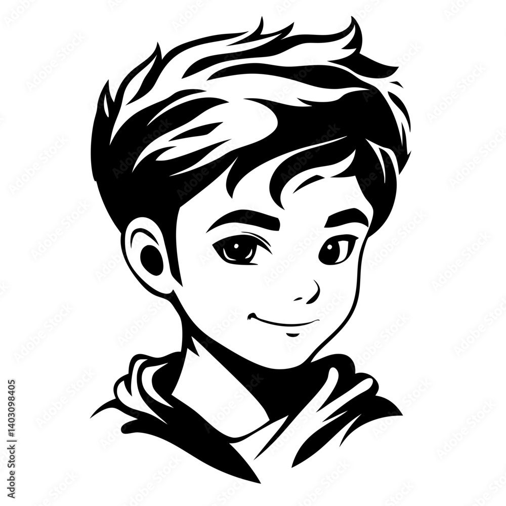 Stylish Boy Portrait Vector Illustration for Tattoos and Graphic Design Stylish Boy Portrait Vector Illustration for Tattoos and Graphic Design