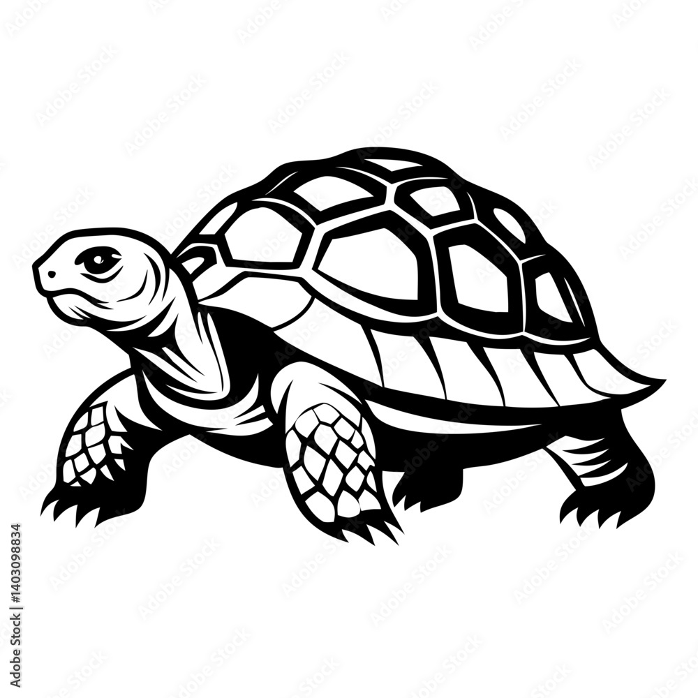 Obraz premium Detailed Black Tortoise Vector Design for Tattoo Art and Coloring Projects