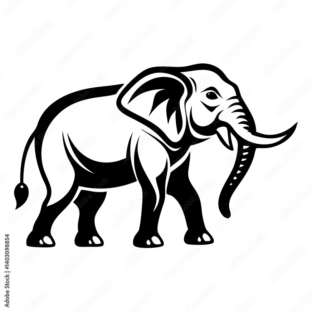 Obraz premium Stylized Elephant Illustration for Tattoo Designs and Graphic Art Projects
