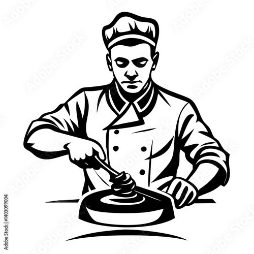 Chef Preparing Delicious Food with Precision in a Kitchen Setting for Culinary Arts Projects
