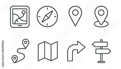 Set of icons for navigation and directions