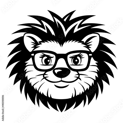 Cool Lion with Glasses Cartoon Design for Creative Applications and Trendy Merchandise