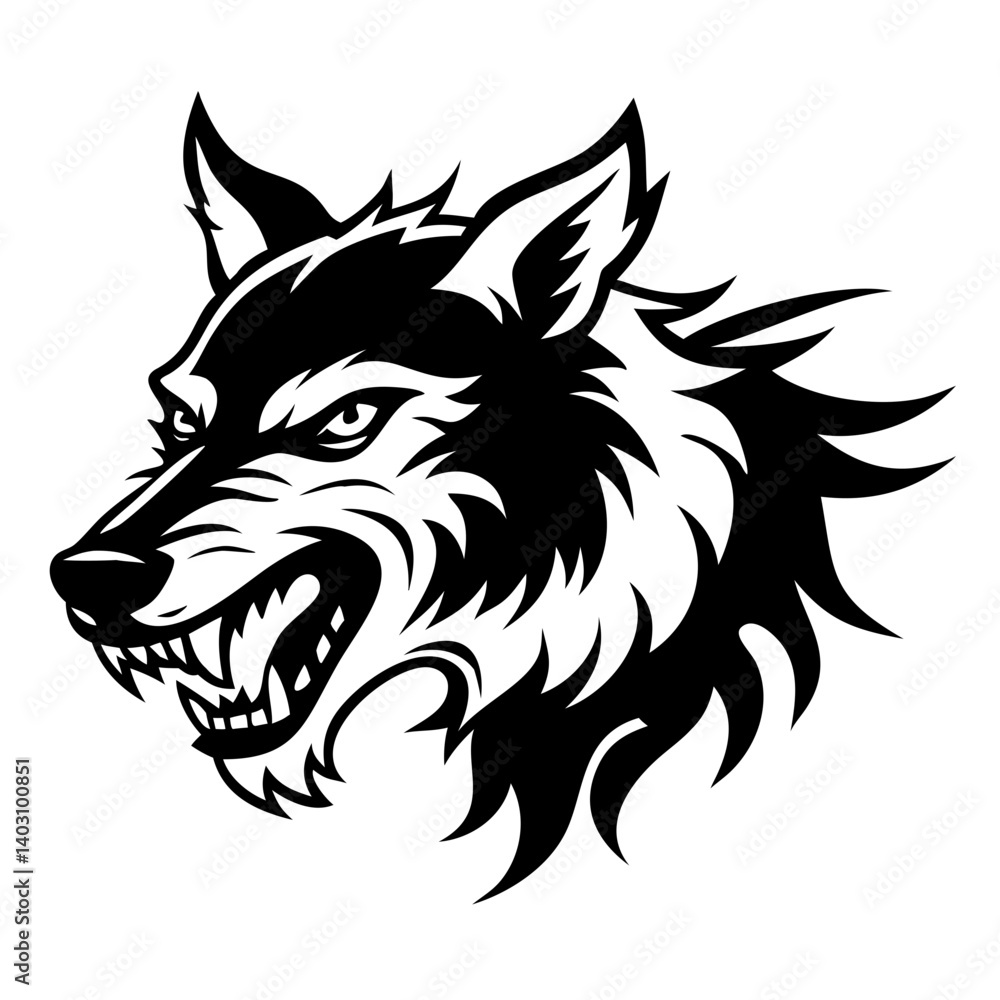 Fototapeta premium Fierce Wolf Head Design Perfect for Tattoo Art and Graphic Illustrations
