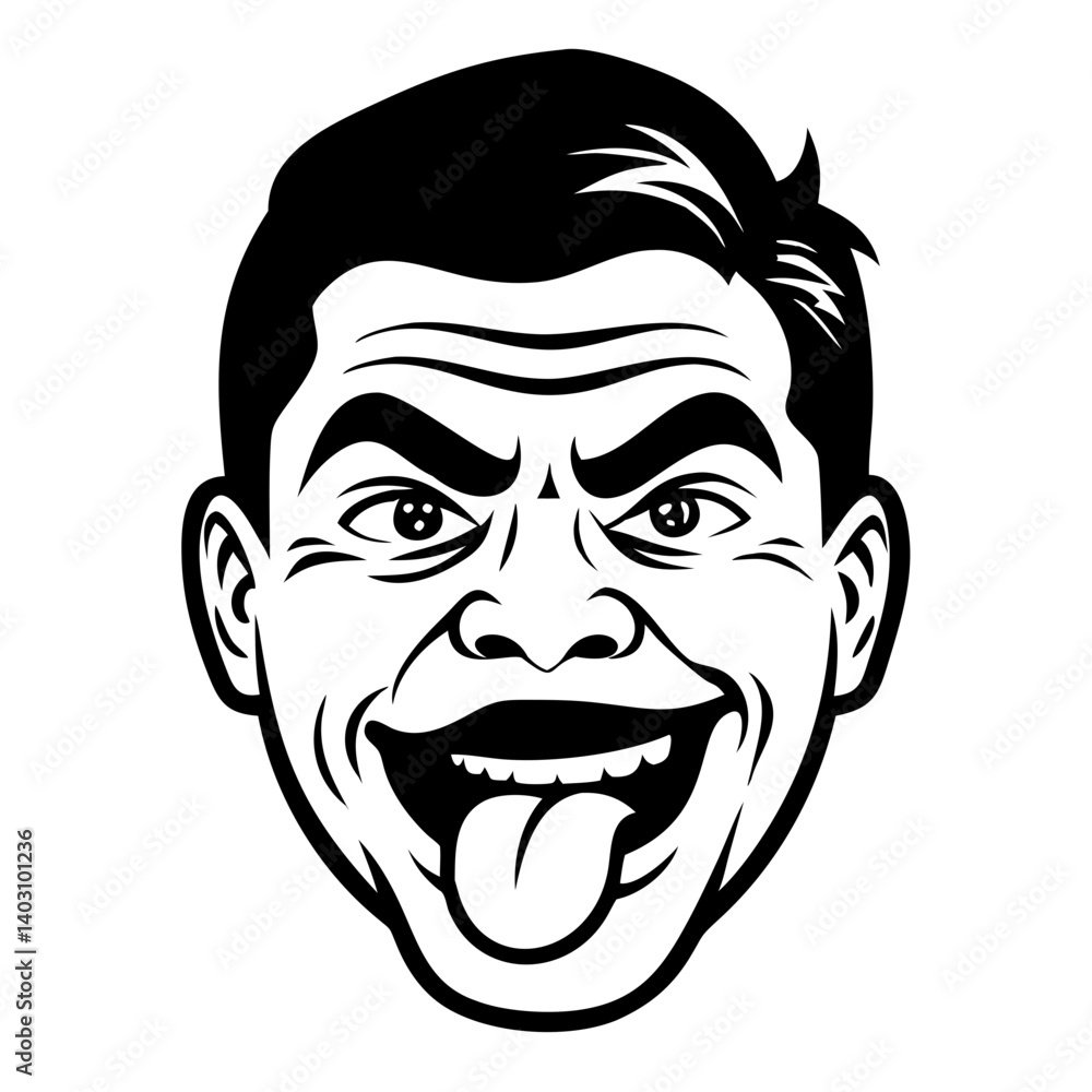 Cartoon Face Expression with Tongue Out Fun Character Laughing Illustration Cartoon Face Expression with Tongue Out Fun Character Laughing Illustration