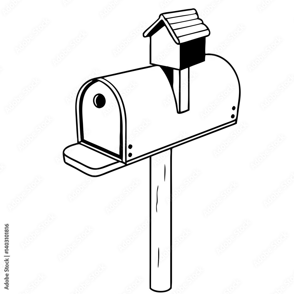 Charming Mailbox with Roof Design Perfect for Home Decor or Coloring Book Pages Charming Mailbox with Roof Design Perfect for Home Decor or Coloring Book Pages