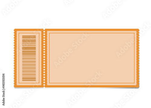 ticket template with barcode and perforation. Great for print-ready event passes, cinema tickets, or raffles