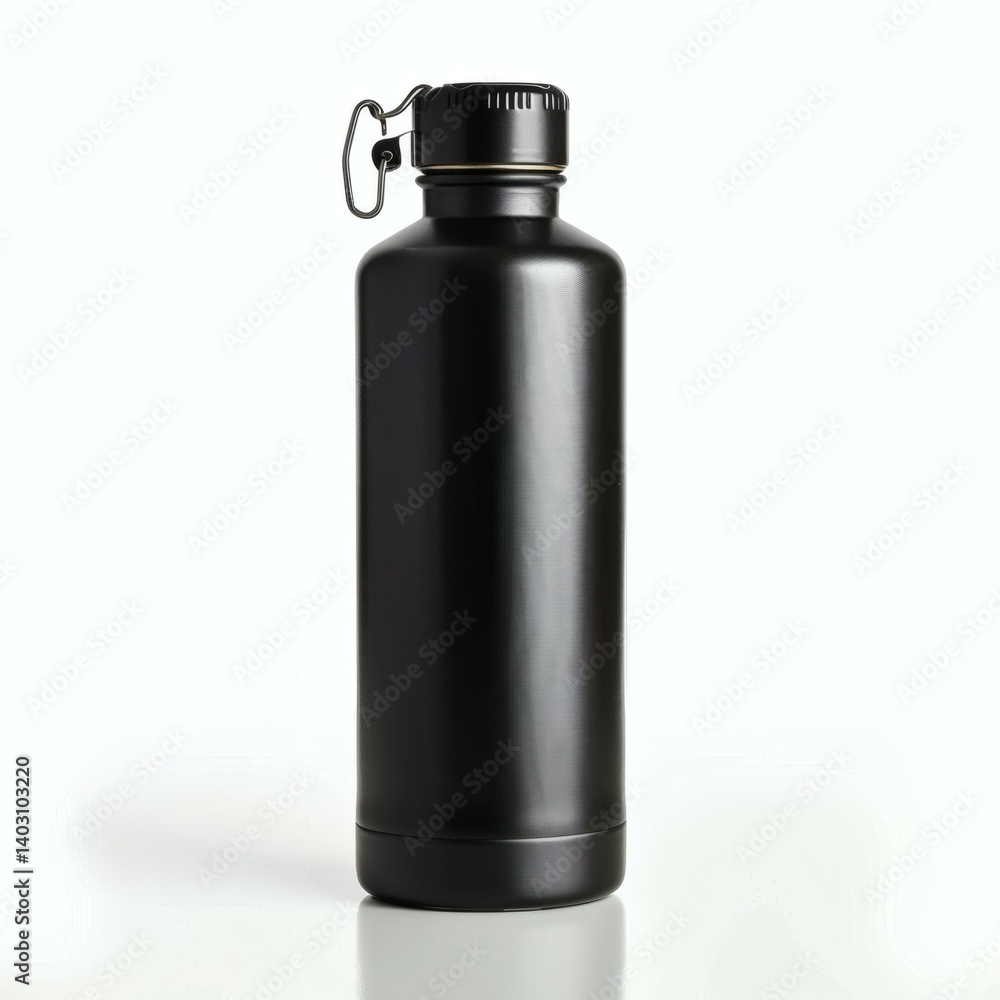 Sleek Black Stainless Steel Flask with Metal Cap for Hydration and Outdoor Activities Sleek Black Stainless Steel Flask with Metal Cap for Hydration and Outdoor Activities