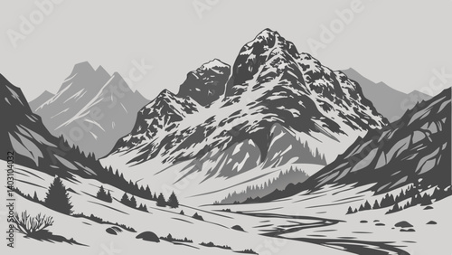 Snowy Himalayan peaks pierce stormy skies, their rugged forms veiled by thick clouds—a serene yet dramatic winter landscape.