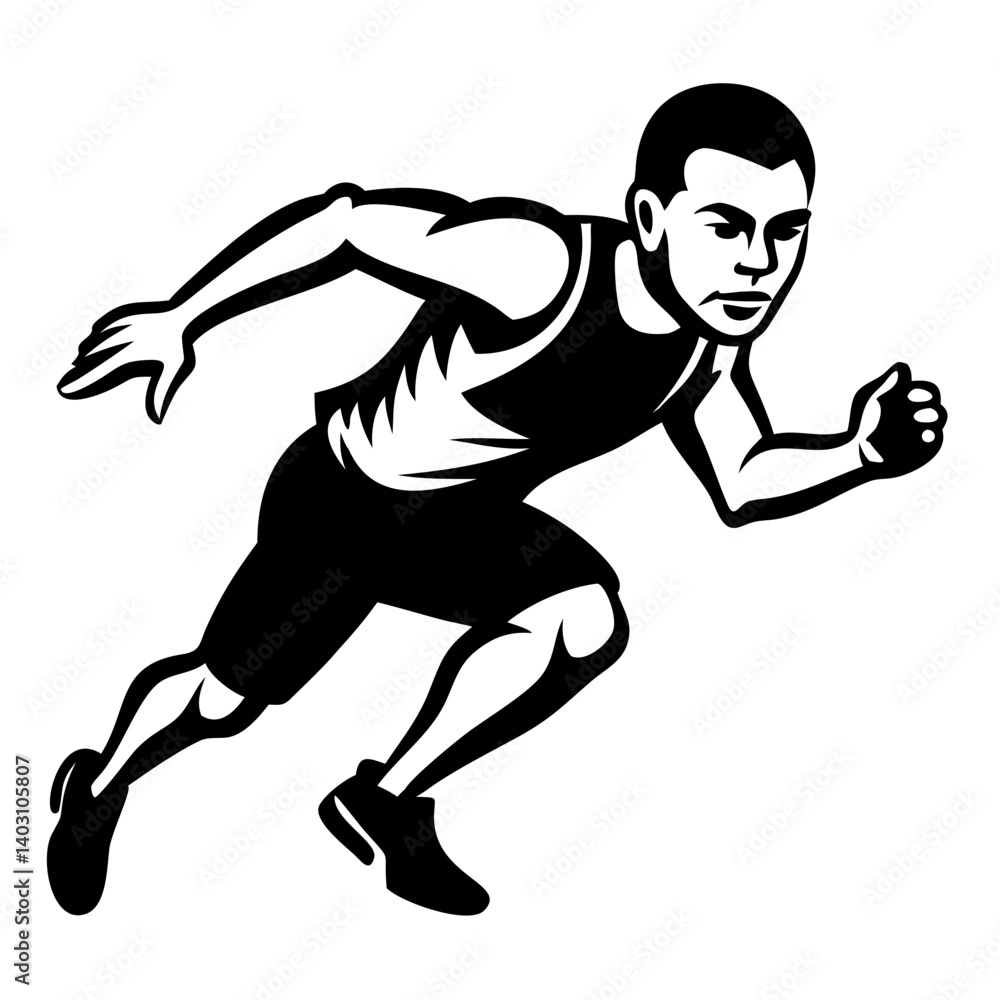 Dynamic Male Runner in Motion Vector Illustration Perfect for Sports Branding and Fitness Themes Dynamic Male Runner in Motion Vector Illustration Perfect for Sports Branding and Fitness Themes