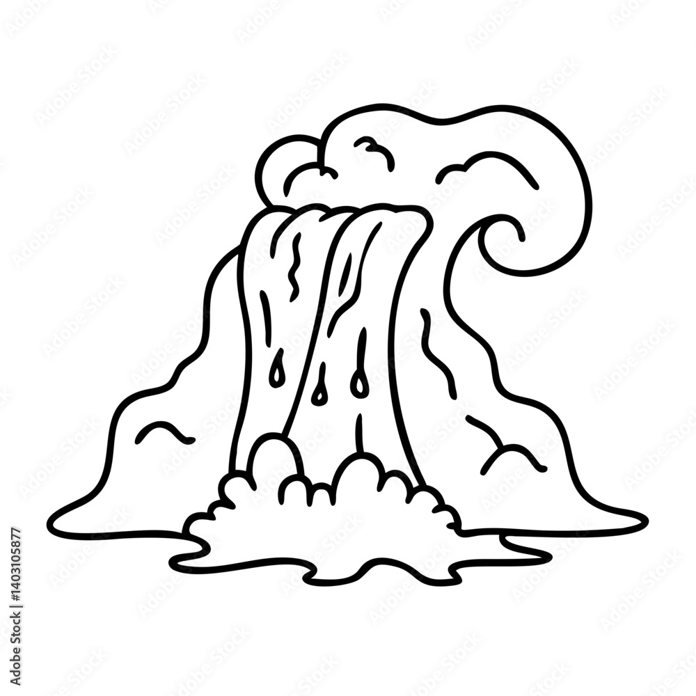 Flowing Waterfall Illustration with Stylized Waves for Nature Themes and Design Projects Flowing Waterfall Illustration with Stylized Waves for Nature Themes and Design Projects