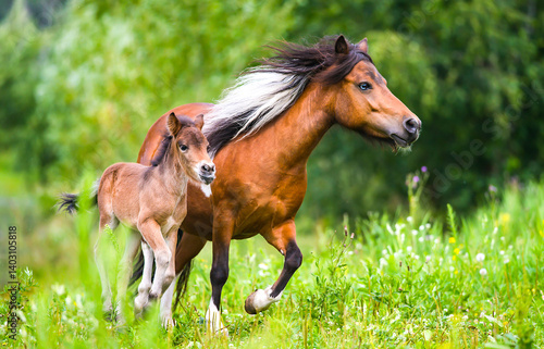 Obraz na płótnie Mare and foal w salonie